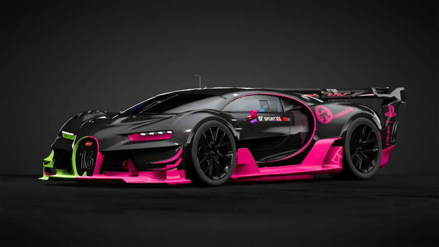Illuminate The Night With A Neon Bugatti Wallpaper