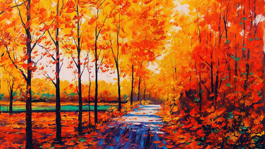 Impressionist Oil Painting Featuring A Lush Country Landscape Wallpaper