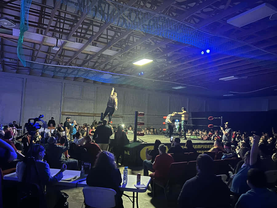 Indoor Wrestling Match Excitement Wallpaper