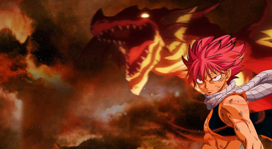 Intense Natsu Dragneel In Action Wallpaper