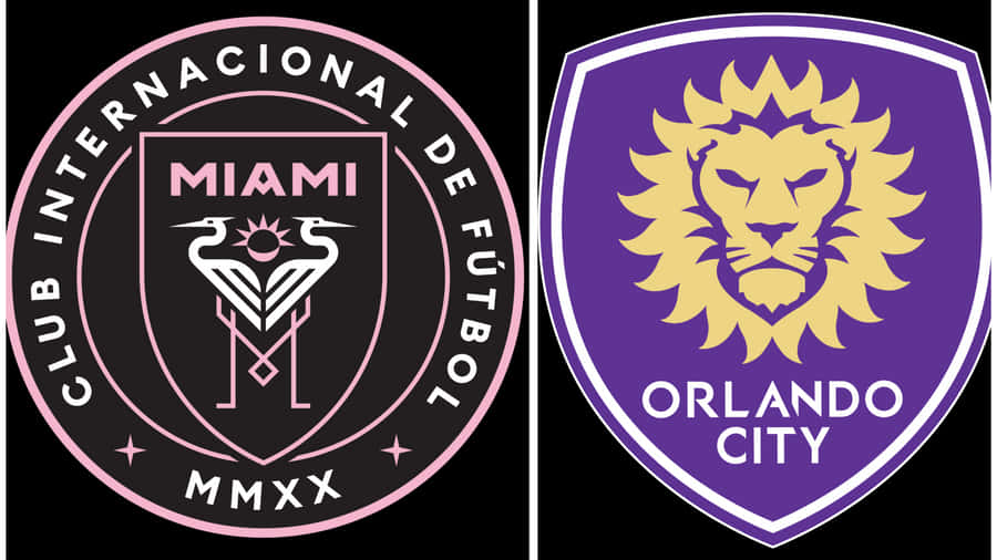 Inter Miami Fc And Orlando City Sc Official Logos Wallpaper