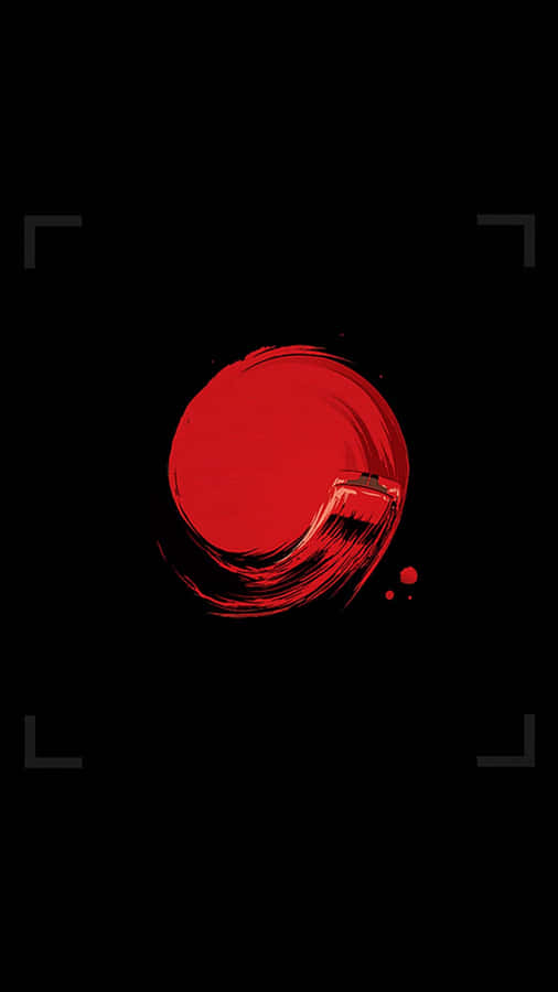 Japanese Minimalist Red Flag Black Wallpaper