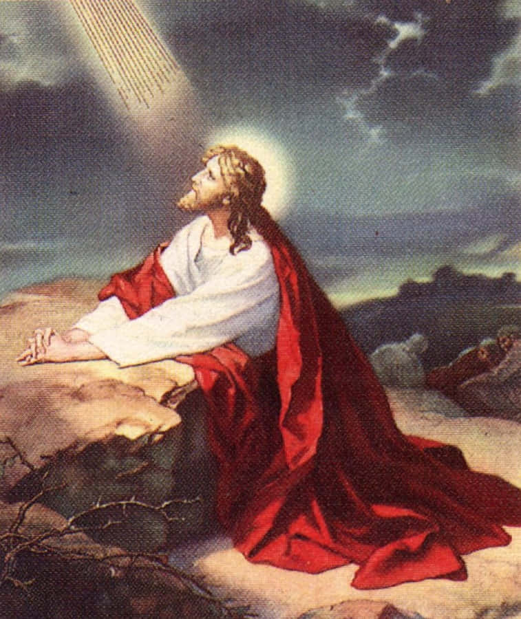 Jesus Praying On The Mountain Wallpaper