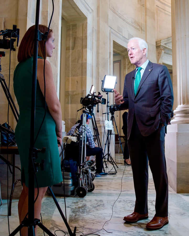 John Cornyn Answering Questions Wallpaper