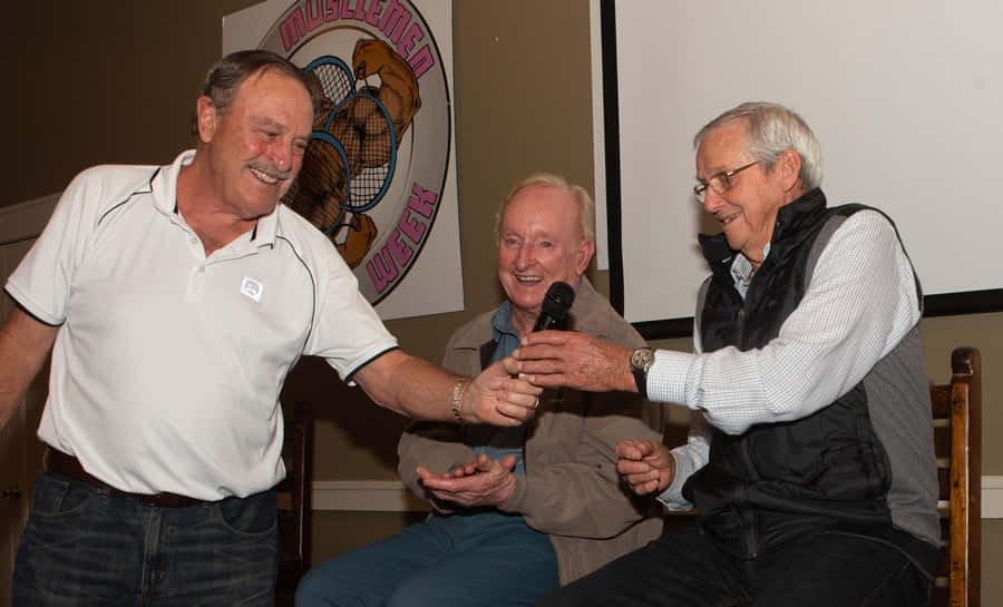 John Newcombe With Roy Emerson And Rod Laver Wallpaper