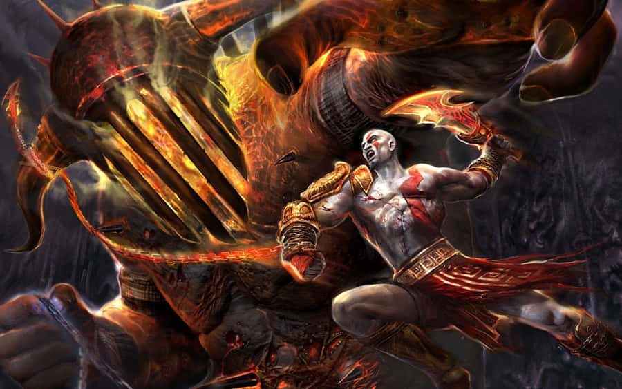 Kratos Is Ready For Battle In God Of War 3 Wallpaper