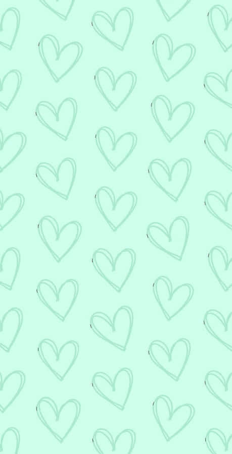 Let The Love Of Mint Green Hearts Spread Wallpaper