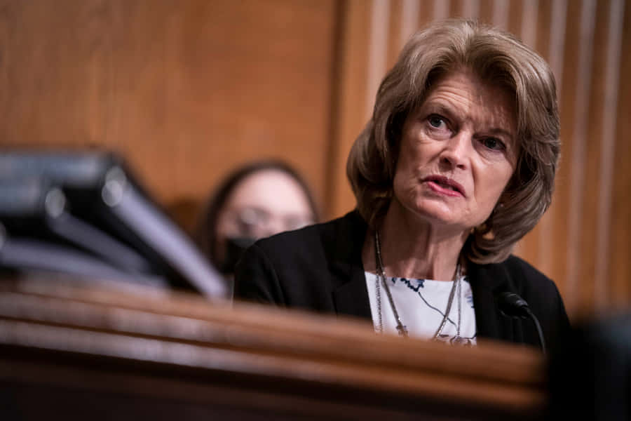 Lisa Murkowski Speaking Seriously Wallpaper