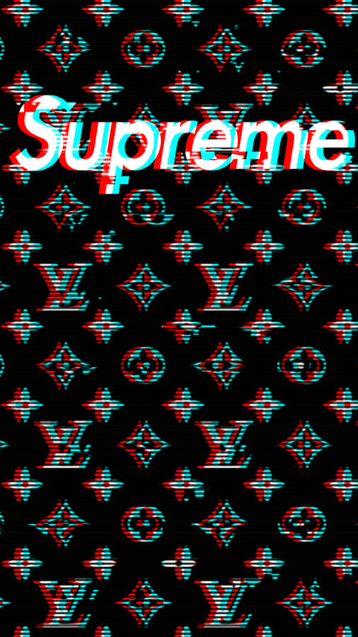 Louis Vuitton And Supreme Glitch Designer Aesthetic Wallpaper