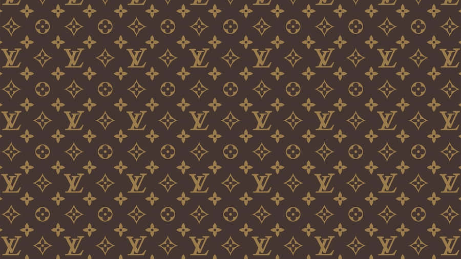 Louis Vuitton Monogram Pattern In Brown And Gold Wallpaper