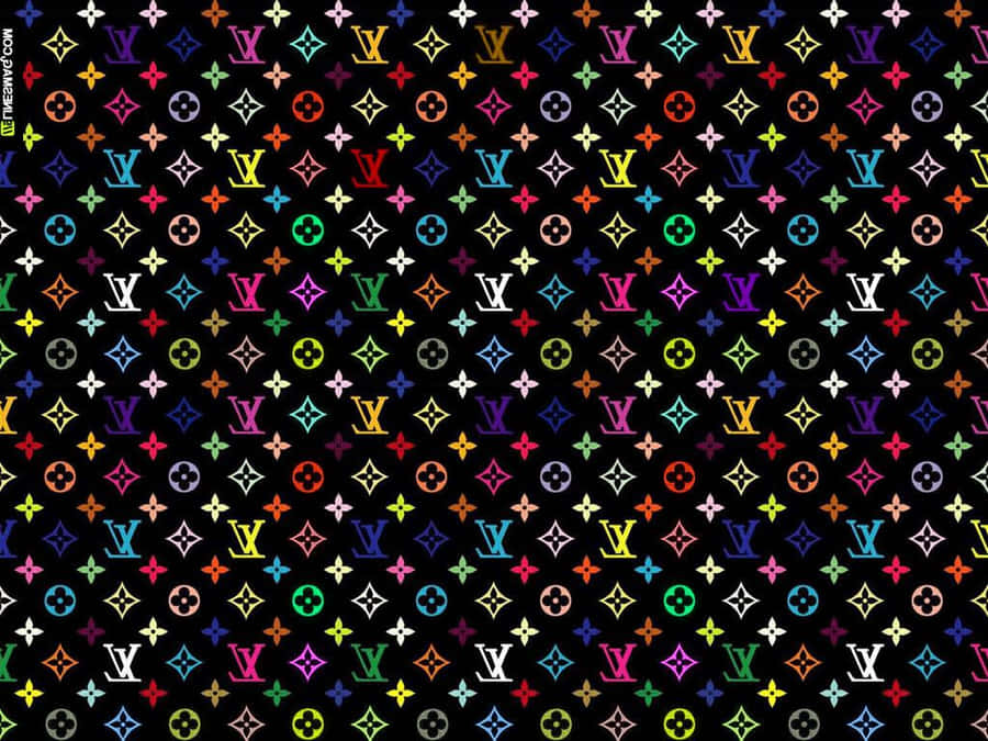 Louis Vuitton Print Rainbow On Black Wallpaper