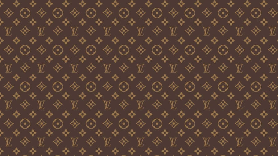 Louis Vuitton Wallpaper Pattern In Brown And Gold Wallpaper