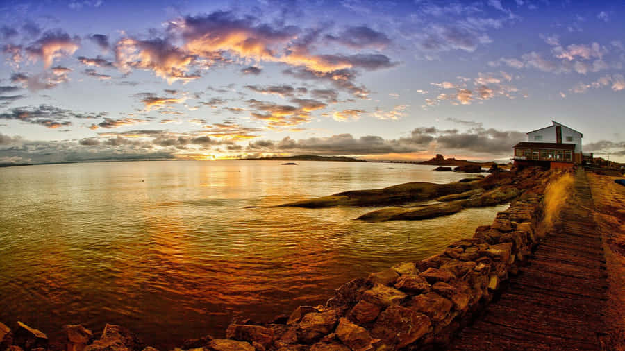 Luxury Peninsula Hotel In Lake Titicaca Wallpaper