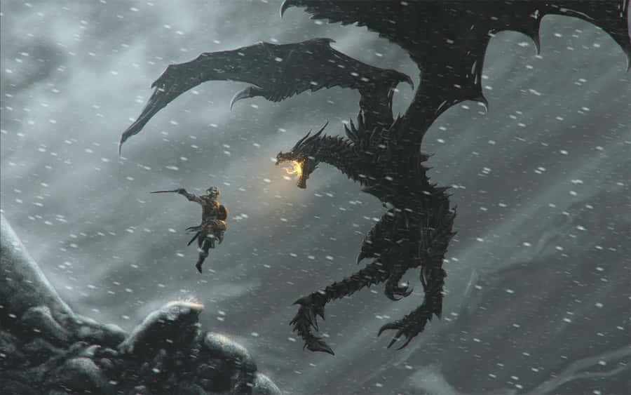 Majestic Real Dragon In Fairy Tale Landscape Wallpaper