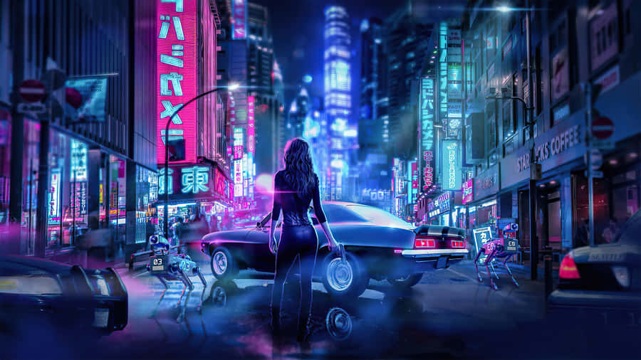Make A Statement With Japanese Neon Wallpaper