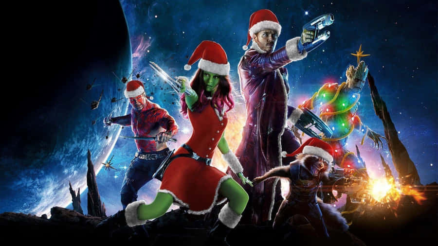 Marvel Christmas Guardians Of The Galaxy Santa Poster Wallpaper