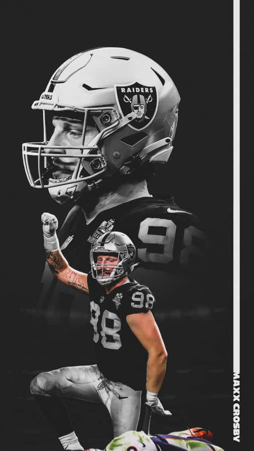 Maxx Crosby Grayscale Portrait Poster Wallpaper