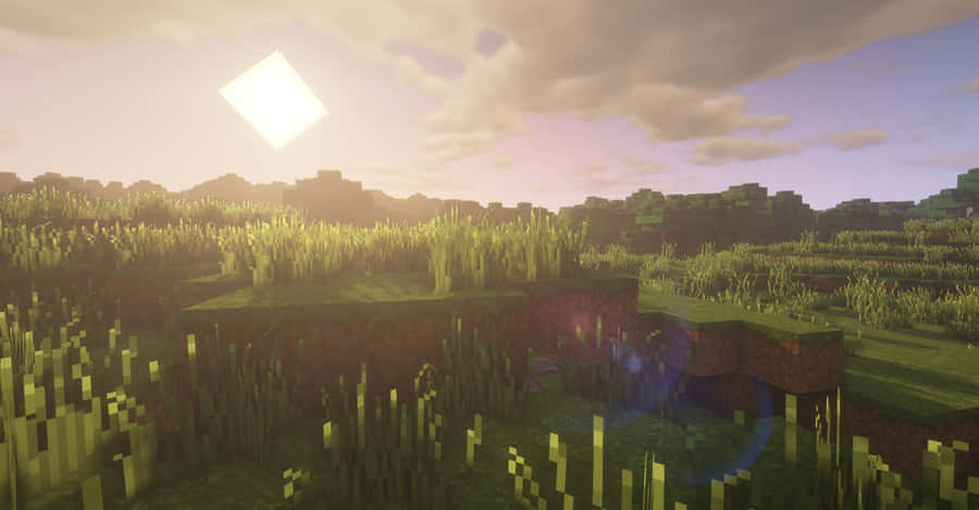 Minecraft Valley At Sunset Wallpaper
