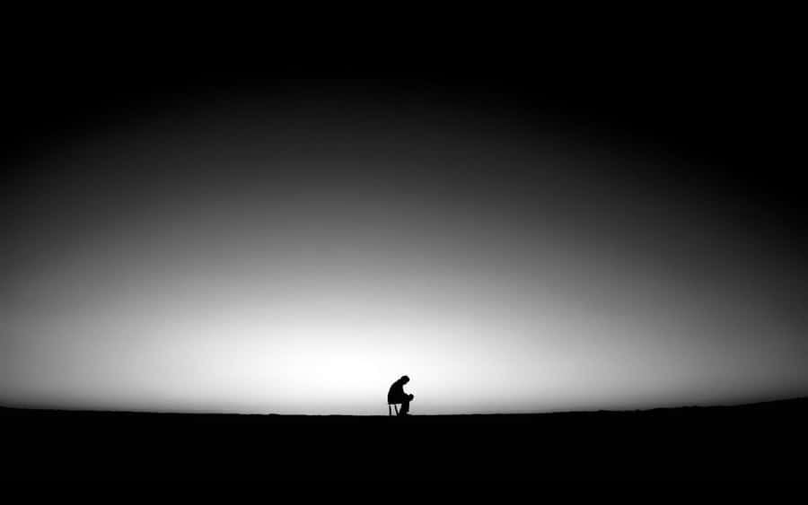 Minimalist Dark Depressing Man Art Wallpaper