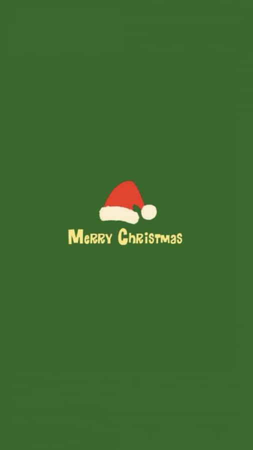 Minimalist Green Christmas And Santa Hat Wallpaper