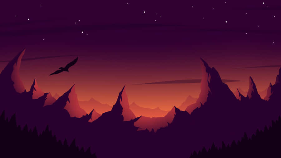 Minimalist Mountain Ranges Under The Night Sky Wallpaper