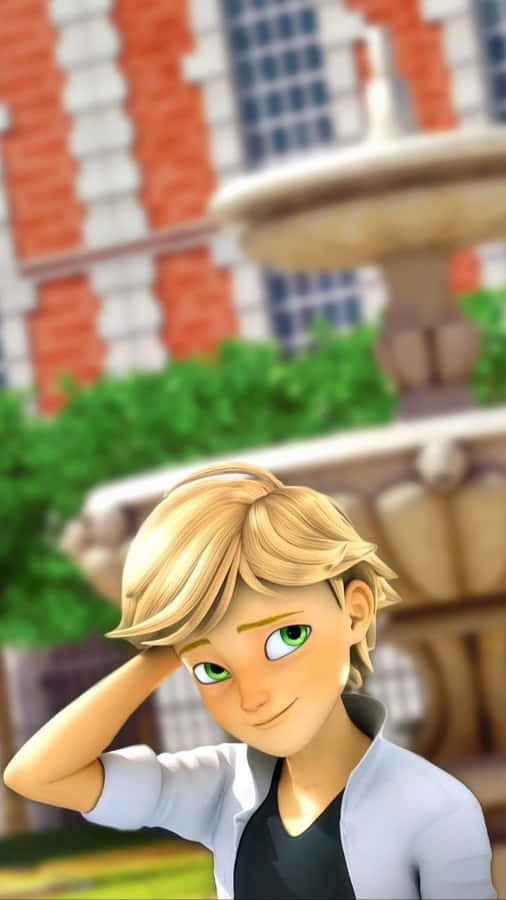 Miraculous Ladybug Adrien Scratching Head Wallpaper