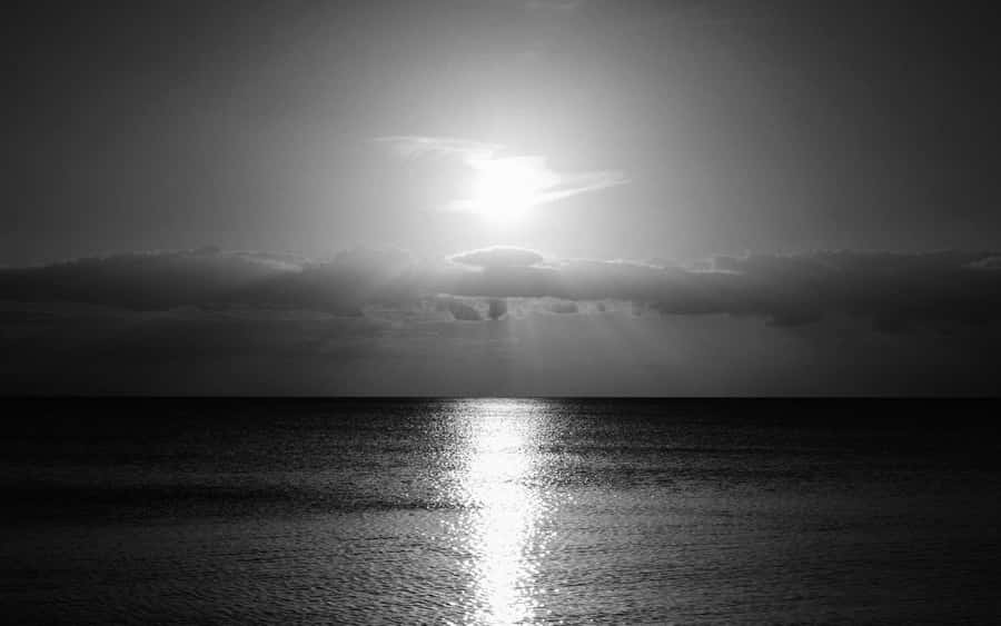 Monochrome_ Sunrise_ Over_ Calm_ Sea Wallpaper