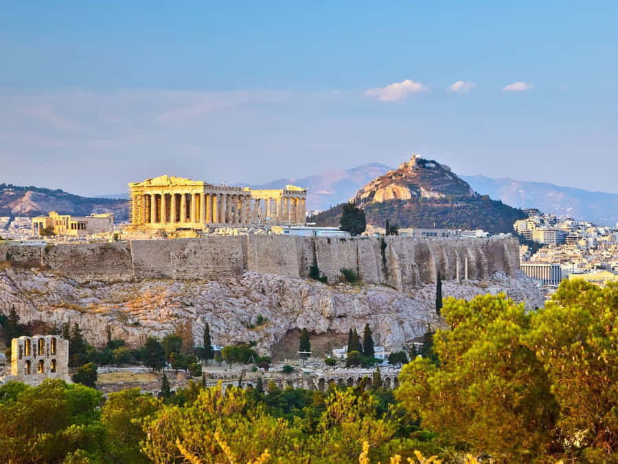 Mount Lycabettus And Acropolis Wallpaper