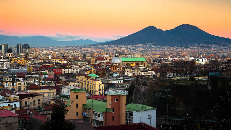 Mount Vesuvio Sunset View Italy Wallpaper