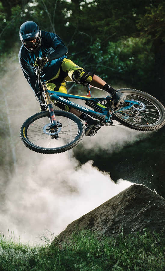 Mountain Bike Iphone With Smoke Effect Wallpaper