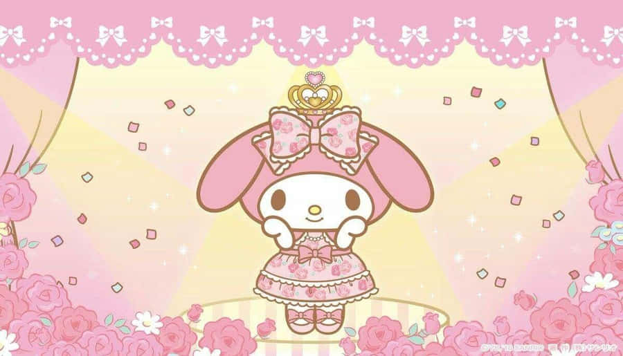 My Melody Desktop Golden Crown Wallpaper