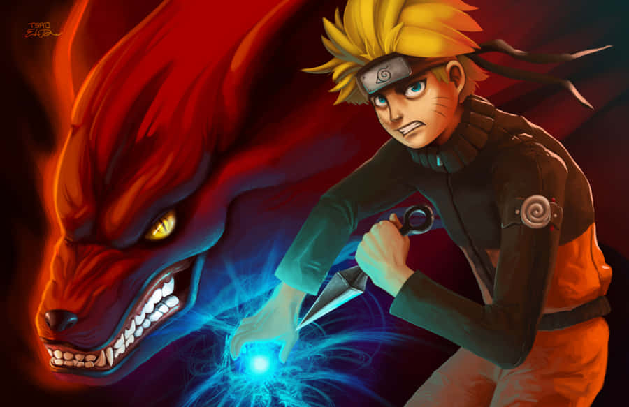 Naruto_and_ Kurama_ Fierce_ Battle Wallpaper