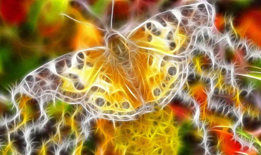 Neon Animal Golden Yellow Butterfly Wallpaper