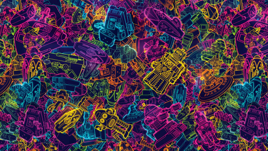 Neon Colors Cartoons Wallpaper