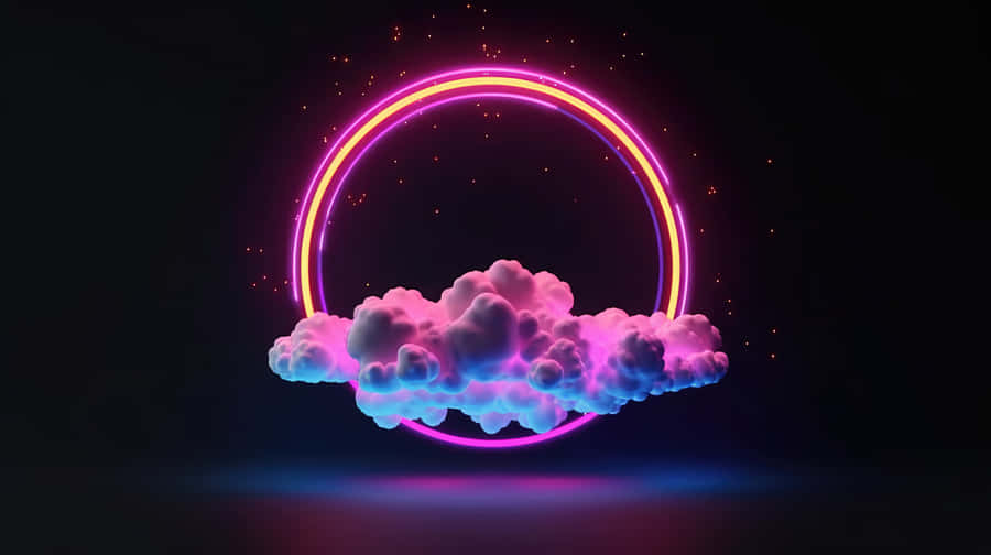 Neon Ring Clouds Fantasy Wallpaper