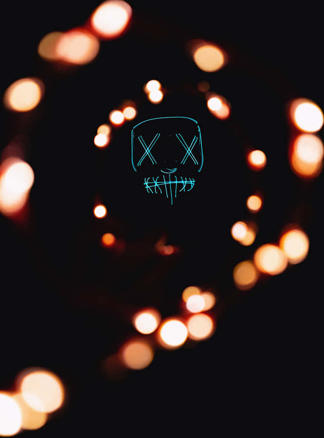 Neon Skull Bokeh Background Wallpaper