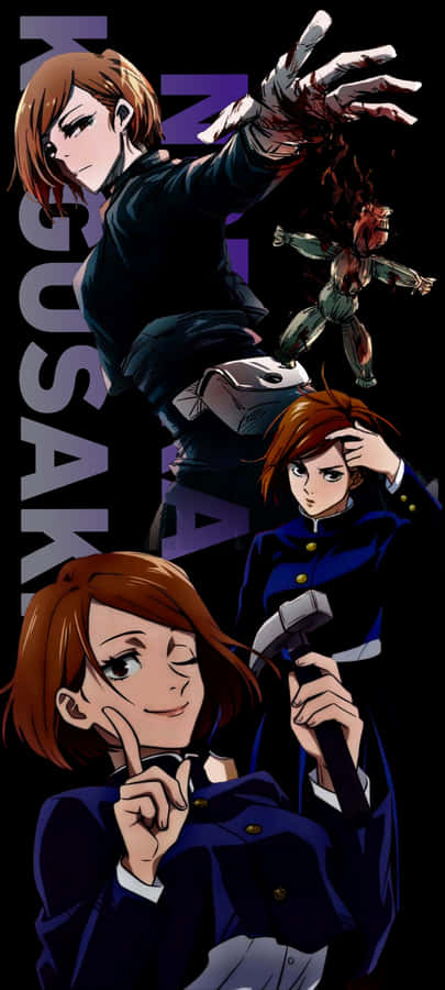 Nobara Kugisaki From Jujutsu Kaisen In Powerful Action Pose Wallpaper