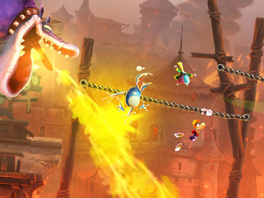 Old Video Game Fire Breathing Wallpaper