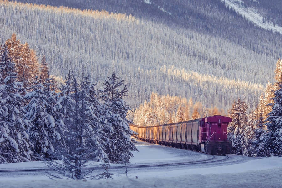 Old Winter Train Railway Wallpaper