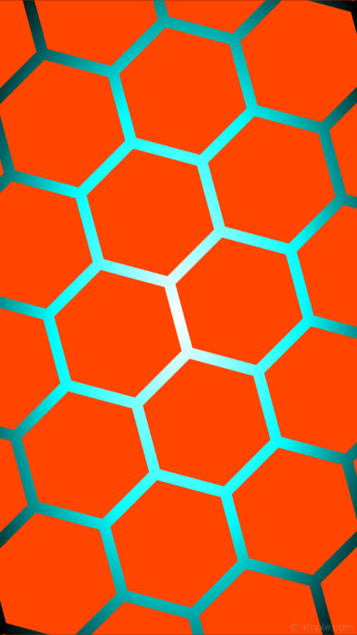 Orange And Blue Hexagonal Pattern Wallpaper