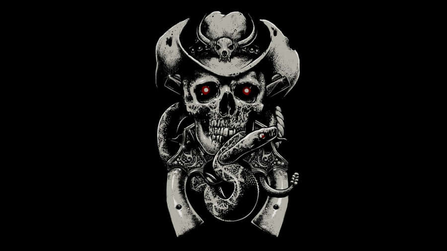 Outlaw Cowboy Skull Snake Red Eyes Wallpaper