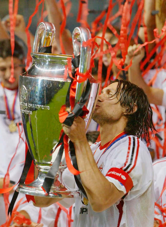 Paolo Maldini Kissing The Trophy Wallpaper