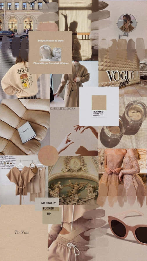 Pastel Brown Collage Wallpaper