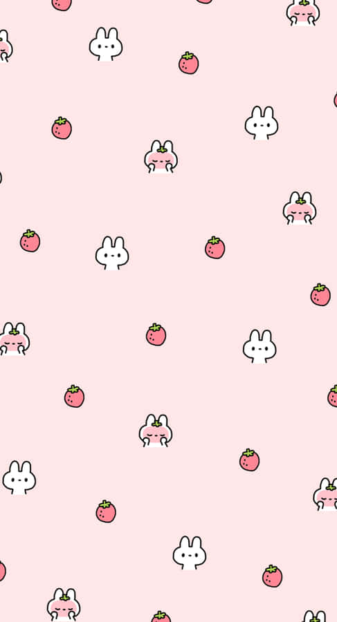 Pastel Strawberry Bunny Wallpaper