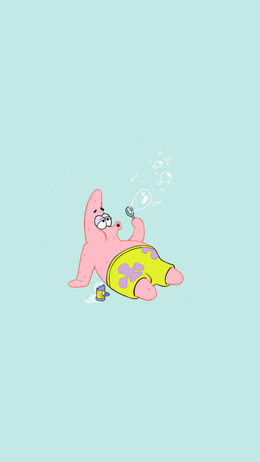 Patrick Blowing Bubbles Aesthetic Wallpaper