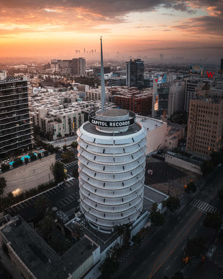 Perfect View Of The Capitol Records Building Wallpaper