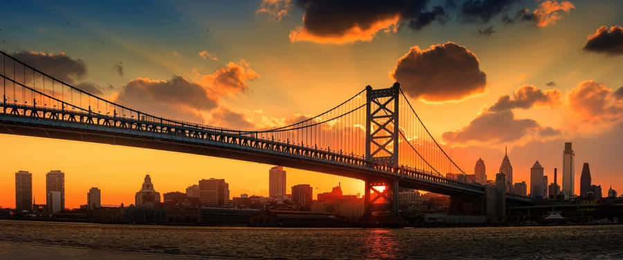 Philadelphia Skyline Benjamin Franklin Bridge Wallpaper