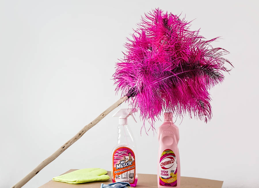 Pink Aesthetic House Cleaning Materials Wallpaper