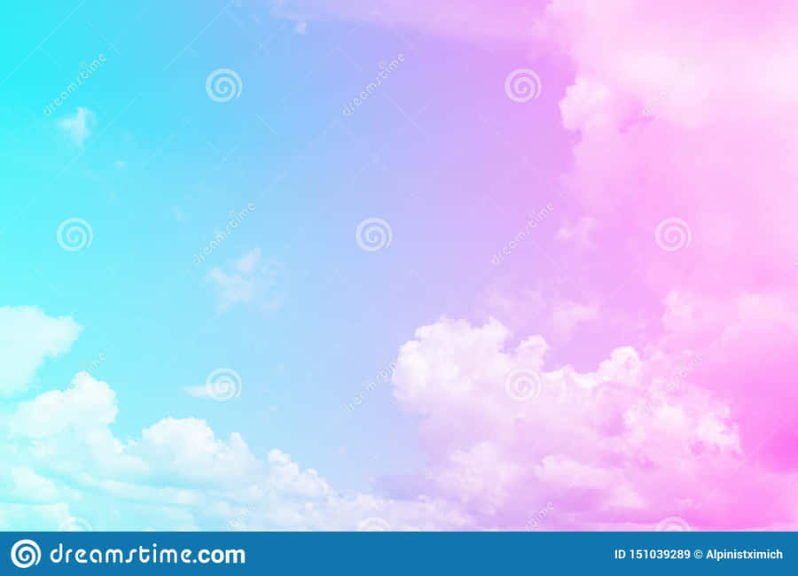 Pink And Blue Clouds With White Wallpaper