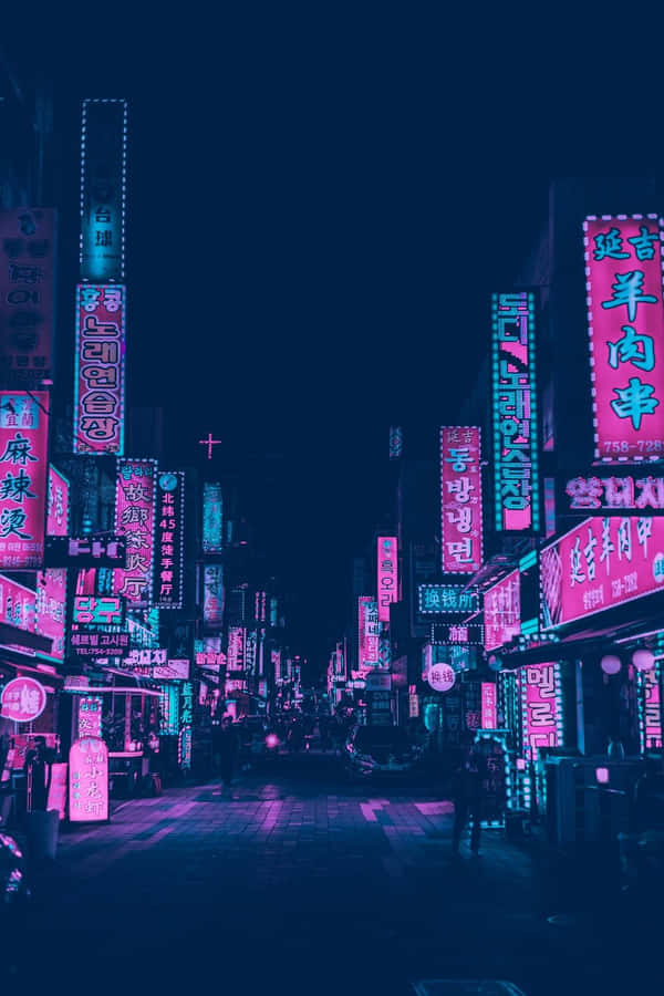 Pink City Neon Signs Wallpaper